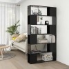 Bibliotecă/Separator cameră, negru extralucios, 100x24x188 cm