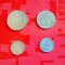 G482-Lot 4 Monede Romania socialista RSR 1 Leu 1966+ 25 bani 1966+ 5 bani 1930+ 1975. Stare generala buna.
