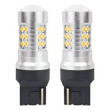 Set becuri auto cu LED CANBUS, 3030, 24SMD, compatibil T20, 7440, WY21W, Portocaliu, 12V / 24V, destinat competitiilor auto sau off-road, Amio