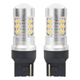 Set becuri auto cu LED CANBUS, 3030, 24SMD, T20, 7440, WY21W, Portocaliu, 12V / 24V AVX-AM02393