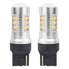 Set becuri auto cu LED CANBUS, 3030, 24SMD, compatibil T20, 7440, WY21W, Portocaliu, 12V / 24V, destinat competitiilor auto sau off-road