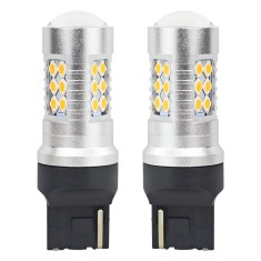 Set becuri auto cu LED CANBUS, 3030, 24SMD, compatibil T20, 7440, WY21W, Portocaliu, 12V / 24V, destinat competitiilor auto sau off-road