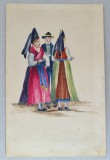 &quot;Grup de oameni in costume traditionale&quot; veche acuarela, Scene gen, Altul