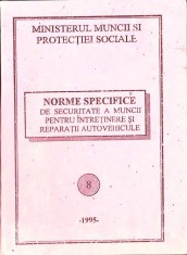 NORME SPECIFICE DE SECURITATE A MUNCII PENTRU INTRETINERE SI REPARATII AUTOVEHICULE-MINISTERUL MUNCII SI PR-262522