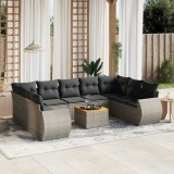 vidaXL Set mobilier de grădină cu perne, 10 piese, gri, poliratan 3257481