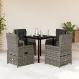 vidaXL Set mobilier de grădină cu perne, 5 piese, gri, poliratan