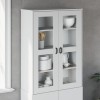 vidaXL Dulap Superior VIKEN Alb Lemn 80x35x110 cm, 3 Rafturi, 2 Usi Sticla, Bufet Bucatarie