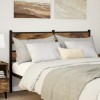 Tablie Pat 140 cm Stejar Fumuriu &amp; Fier Negru, Gossi - Design Elegant, Suport Spate, Cadru Durabil