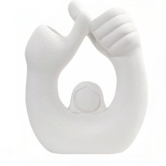 Vaza ceramica Boho, decorativa pentru living, birou, dormitor, baie, bucatarie, 14 x 17 x 6 cm, alb Alb 17 cm