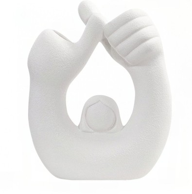 Vaza ceramica Boho, decorativa pentru living, birou, dormitor, baie, bucatarie, 14 x 17 x 6 cm, alb Alb 17 cm foto