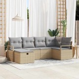 vidaXL Set de canapele pentru grădină cu pernă 6 pcs Bej Rattan poli 3360511