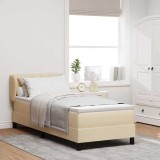 vidaXL Pat boxspring cu saltea cu saltea Crem 80 x 200 cm țesătură