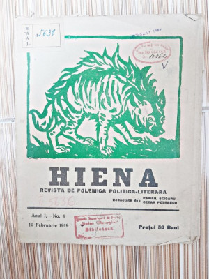 Revista Hiena nr.4/1919, revista de polemica politico-literara foto
