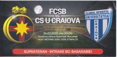 M5 - BILET ACCES PARCARE - FCSB STEAUA - CS U CRAIOVA - 24 02 2019 foto