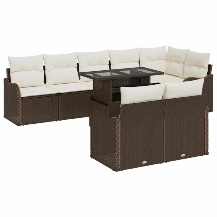 vidaXL Set de canapele pentru grădină 9 pcs Maro 100 x 55 x 73 cm 3357221