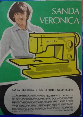 1983 Reclama Masini de cusut SANDA si VERONICA comunism 24x16 epoca aur croitori foto