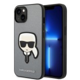 Husa pentru iPhone 14 Plus / iPhone 15 Plus - Karl Lagerfeld Saffiano (KLHCP14MSAPKHG) - Silver Karl`s Head