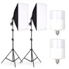 Set de lumini pentru studio cu 2 softbox plus doua becuri LED 20W, suport reglabil 80 - 200 cm, Negru, Dactylion