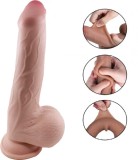 Dildo Oliv Sliding&amp;Bendable, TPE Strat Dublu, Natural, 22.5 cm, Guilty Toys