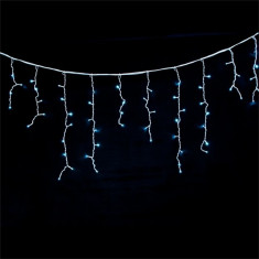 Instalatie de Craciun tip perdea cu franjuri inegali, 340 Led-uri, lungime 10 m, lumina alb foto