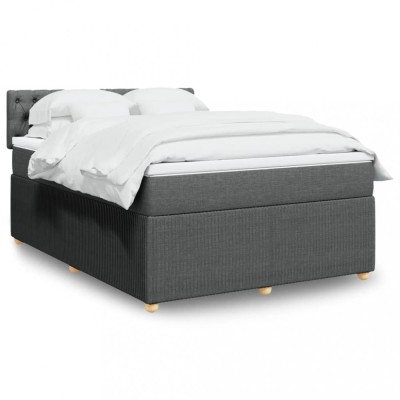 vidaXL Pat box spring cu saltea, gri &amp;icirc;nchis, 140x190 cm, textil 3287459 foto