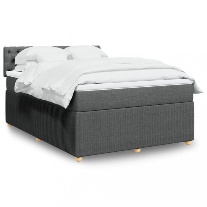 vidaXL Pat box spring cu saltea, gri &icirc;nchis, 140x190 cm, textil 3287459