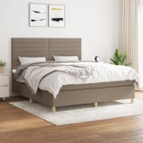 Cumpara ieftin Pat box spring cu saltea, gri taupe, 160x200 cm material textil