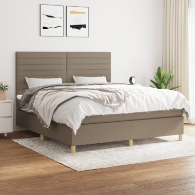 vidaXL Pat box spring cu saltea, gri taupe, 160x200 cm material textil 3142429 foto