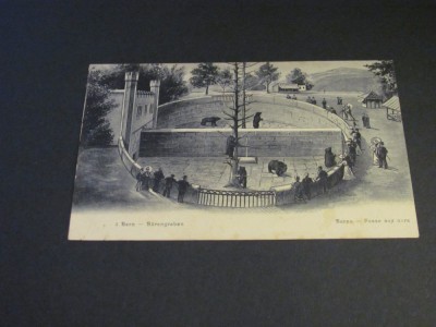 Carte Poștală Vintage Elveția -Berna , Țarc pentru Urși Bruni (cel mai probabil din perioada 1900&amp;ndash;1940) foto