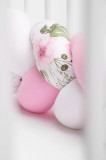 Aparatoare laterala pat bumper impletit bumbac alb - roz - flori 340X21 cm, AMY