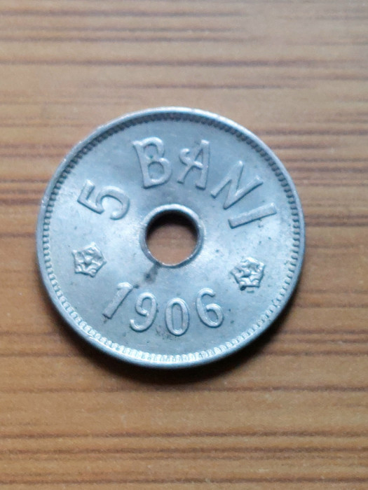 Moneda Romania 5 bani 1906 J-Luciu de batere