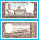Laos (pick 14) 1000 Kip 1963 UNC; Kip Regal; Regele Sisavang Vatthana