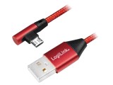 Cablu USB 2.0 A-B Micro Unghiat 0,3m Roșu - LOGILINK