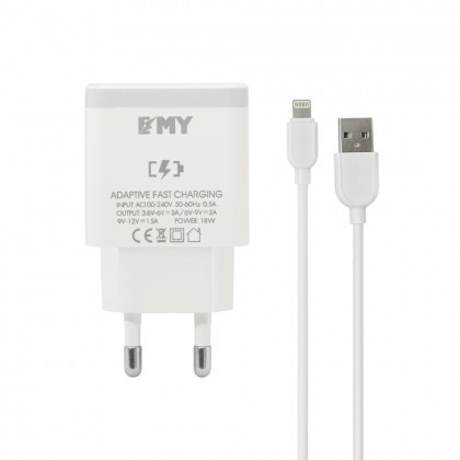 Incarcator Retea FAST EMY MY-A310Q (14960) 2,4A + Cablu de Date Lightning iPhone 5/6/7