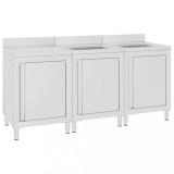 vidaXL Dulap Chiuveta Comercial Inox, 180x60x96cm, HORECA, Chiuveta Dubla + Scurgator, Restaurant, Bucatarie Profesionala