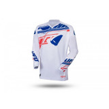 MBS Tricou motocross/enduro Ufo Plast Heron, alb/albastru/rosu, L, Cod Produs: MG04492WL