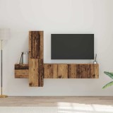 Set comodă TV cu raft Pe perete 5 pcs Lemn vechi Mediu Lemn compozit
