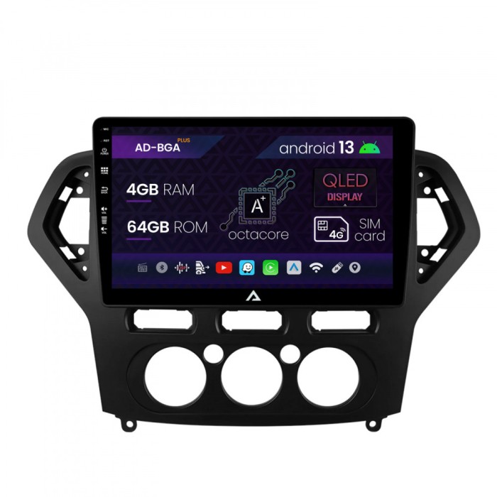 Navigatie Ford Mondeo (2007-2010) Clima Manuala, Android 13, A-Octacore 4GB RAM + 64GB ROM, 10.1 Inch - AD-BGA10004+AD-BGRKIT126