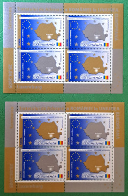 TIMBRE ROMANIA MNH LP1682a/2005 Tratatul de Aderare la U.E 2 blocurI foto