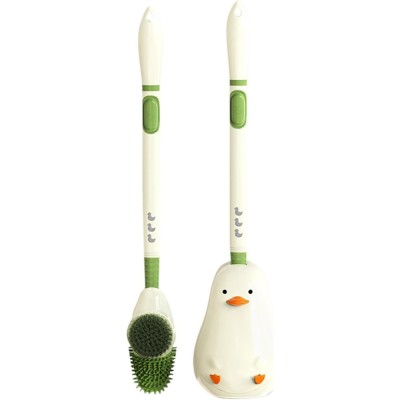 Perie de Toaleta, Flippy, cu Suport de Perete, Recipient Detergent, 2 Tipuri de Perii, Model Rata, Verde foto