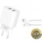Incarcator Retea Cu Cablu microUSB XO Design CE02C 10.5W 2.1A 2 x USB-A Alb