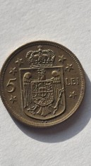 ROMANIA - 5 Lei 1930 Regenta Mihai I, aproape necirculata , Piesa frumoasa de colectie . AUNC