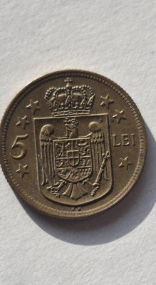 ROMANIA - 5 Lei 1930 Regenta Mihai I, aproape necirculata , Piesa frumoasa de colectie . AUNC foto
