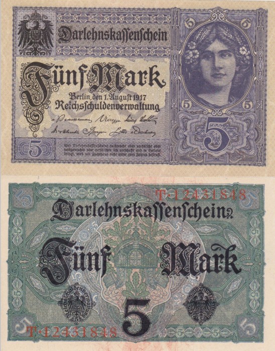GERMANIA 5 mark 1917 UNC!!!