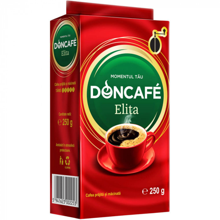 Cafea Macinata Doncafe Elita Vacuum, 250g, Cafea in Pachet, Cafea in Vacum Doncafe Elite, Cafea Doncafe Elite, Cafea Macinata Cofeinizata, Cafea cu Co