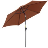 Outsunny Umbrelă de Grădină &Icirc;nclinabilă cu Manivelă și 6 Spițe din Aluminiu, 2.6x2.35 m, Cafeniu | Aosom Romania