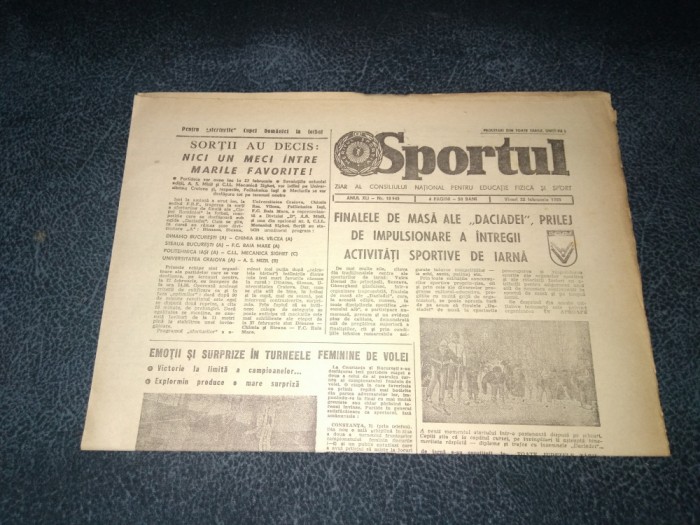 ZIARUL SPORTUL 22 FEBRUARIE 1985