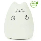 Lampa Veghe LED Pisicuta Multicolora Silicon Moale Telecomanda Copii, Baterii, ABS 122x122x153mm