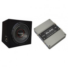 Kit subwoofer auto 350W Pioneer + amplificator auto 150W Blow foto