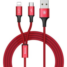 Cablu de date Baseus 1.2 m, IP+Micro+Type-C, RosuCablu de date, Baseus, 1,2 m, IP+Micro+Type-C, Rosu